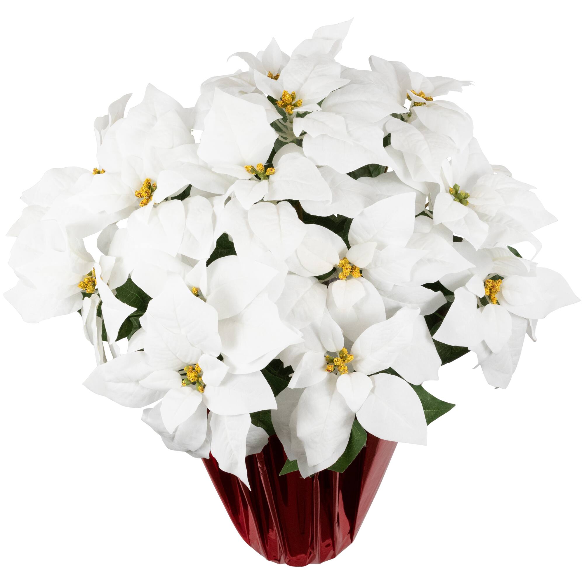 26" White Artificial Christmas Poinsettia in Wrapped Base
